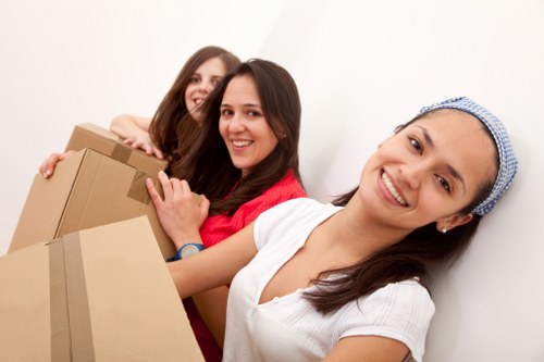 Commercial furniture and IT items arranged for an office move