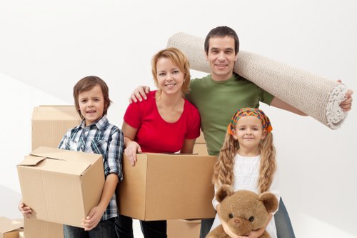 Packed boxes and furniture ready for local home removals