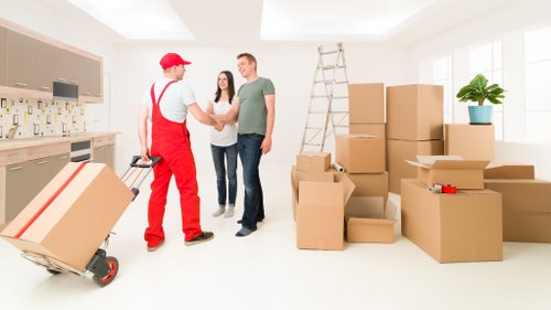 Preparation checklist and packed boxes for a local move in Childshill