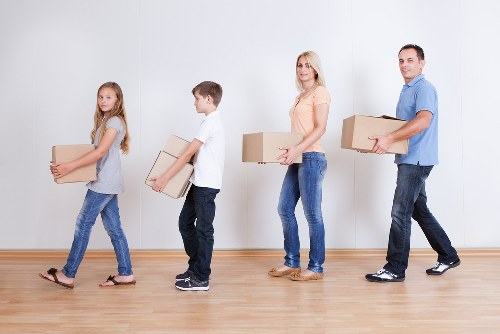 Packed moving boxes ready for a Childshill man with van job